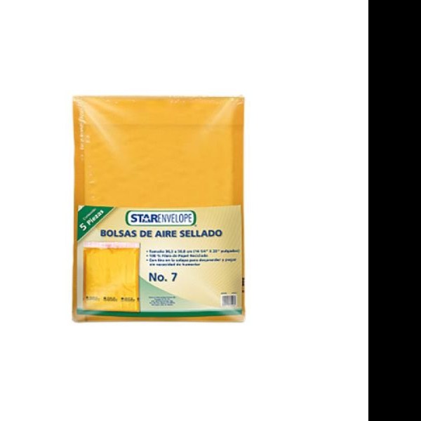 SOBRE BOLSA BURBUJA AIRE 7 STAR PAQUETE C5 PZAS IA0357